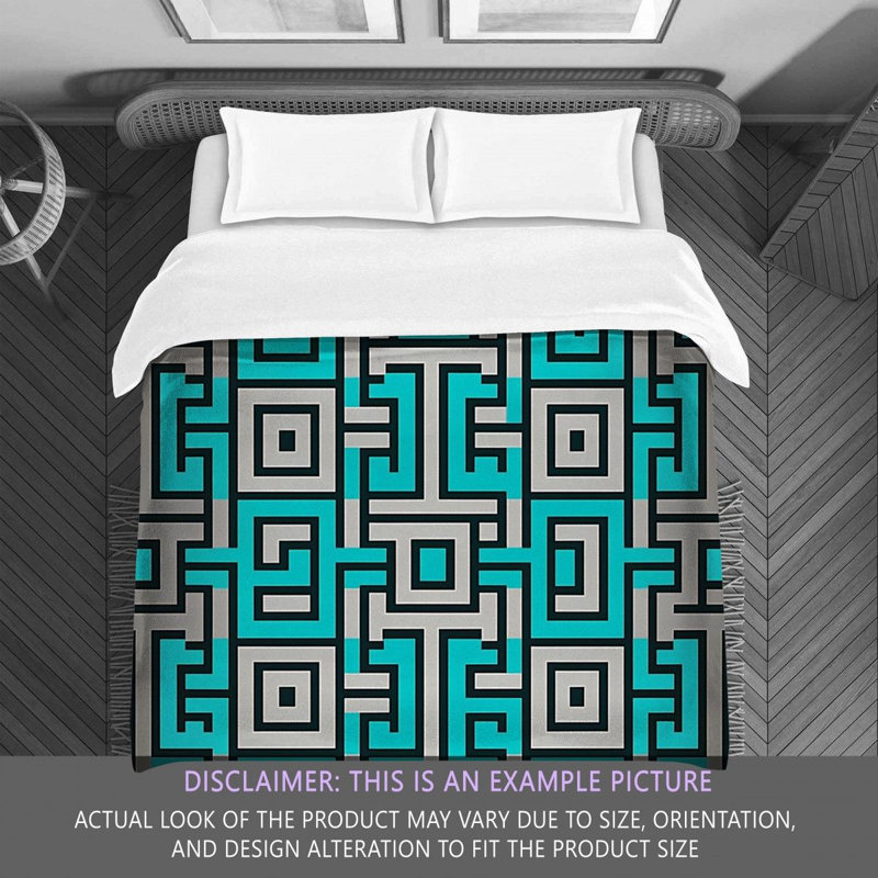 Polyester Comforter, Queen Comforter, Gray/Green Geometric