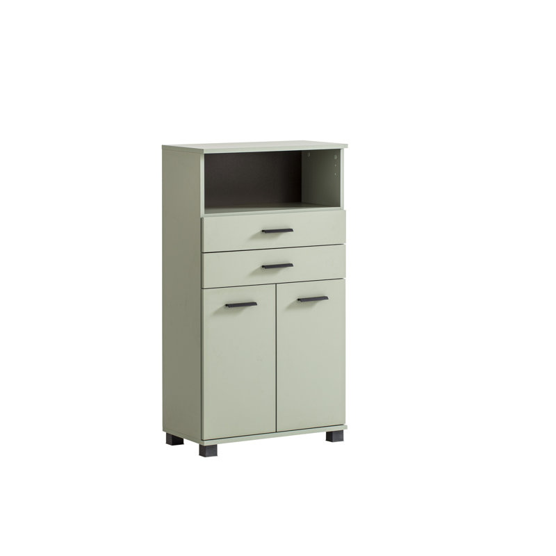 Hafley Freestanding Bathroom Cabinet, Pistachio/Matte Black