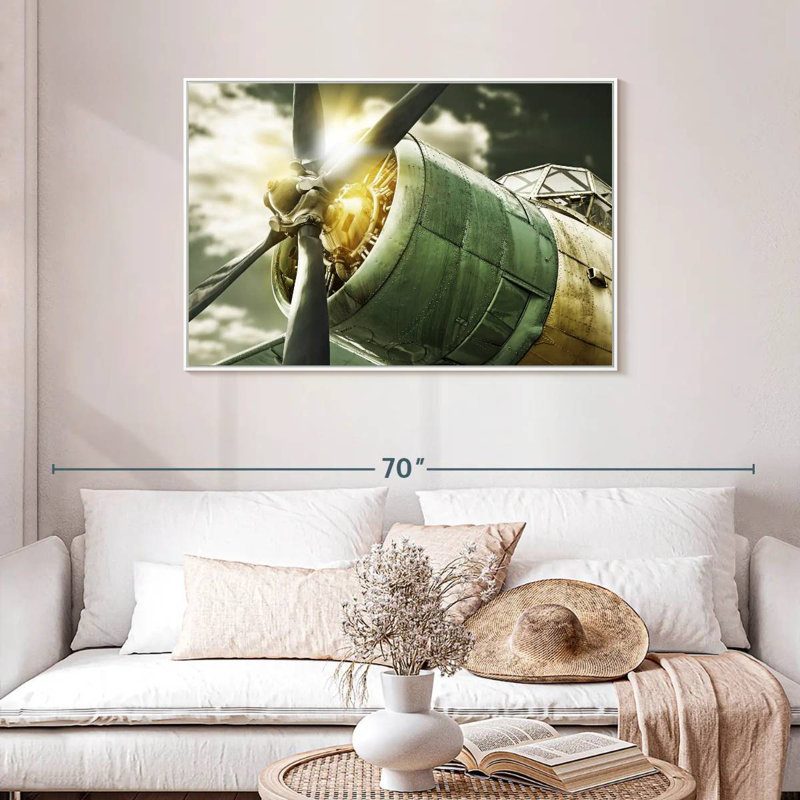 Vue du ciel de l'ancien avion, Cadre flottant blanc, 43 po x 29 po