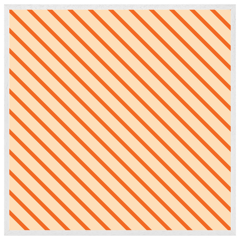 Harborside Orange Lines - Single Picture Frame Print, 61cm H x 61cm W x 4cm D, White Framed