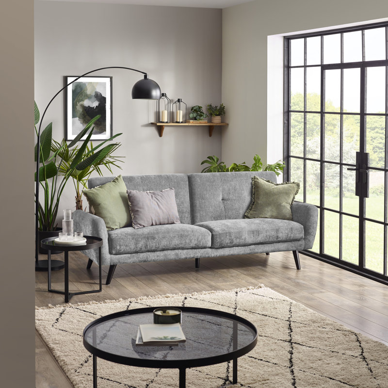 Bostrom Full / Double 221cm Upholstered Convertible Sofa, Grey, Velvet