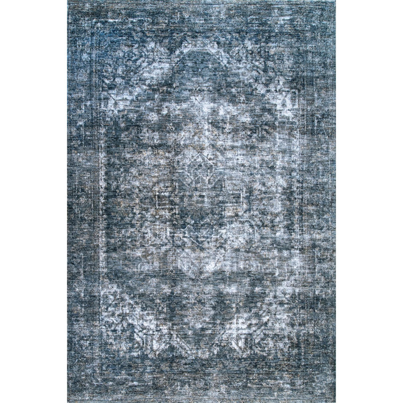 Tapis de style oriental gris foncé, Rectangle 5 pi x 7 pi