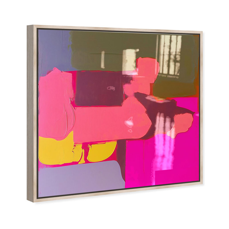 Oliver Gal California Echo II Abstract - Hand-Applied Glass Coat Framed Canvas Art, 24" H x 24" W, Cream