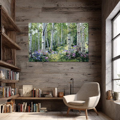 Birch Tree Wall Art Prints - Nature Canvas Wall Decor for Living Room, Aspen Tree Forest Pictures Artwork for Bedroom Wall, Landscape Painting Wrapped Canvas Pine Frame, 24×32 inches
