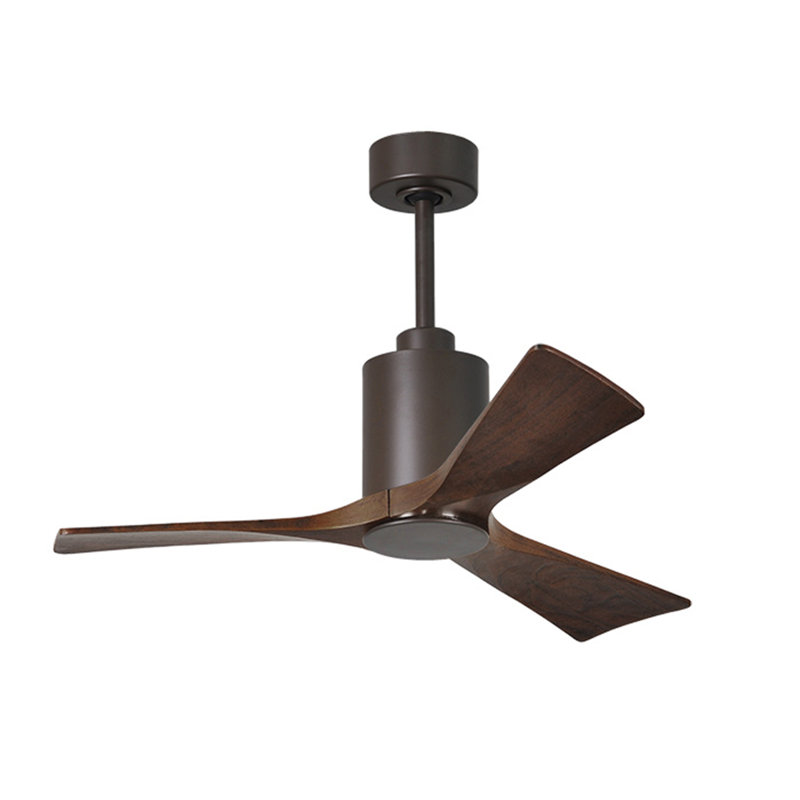 Patricia LED Downrod Ceiling Fan, Textured Bronze, Walnut Tone, 42"
