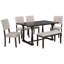 Ensemble de table et chaises de salle à manger 6 pièces avec banc, placage de pin rétro, durable et élégant pour les maisons modernes