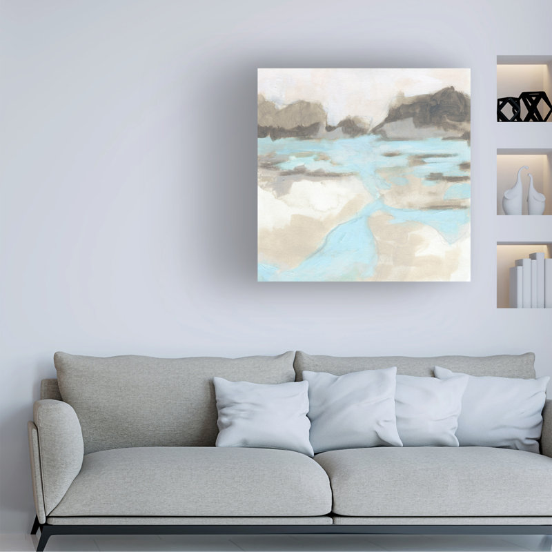 Neutral Landscape Canvas Art in Light Blue and Beige
