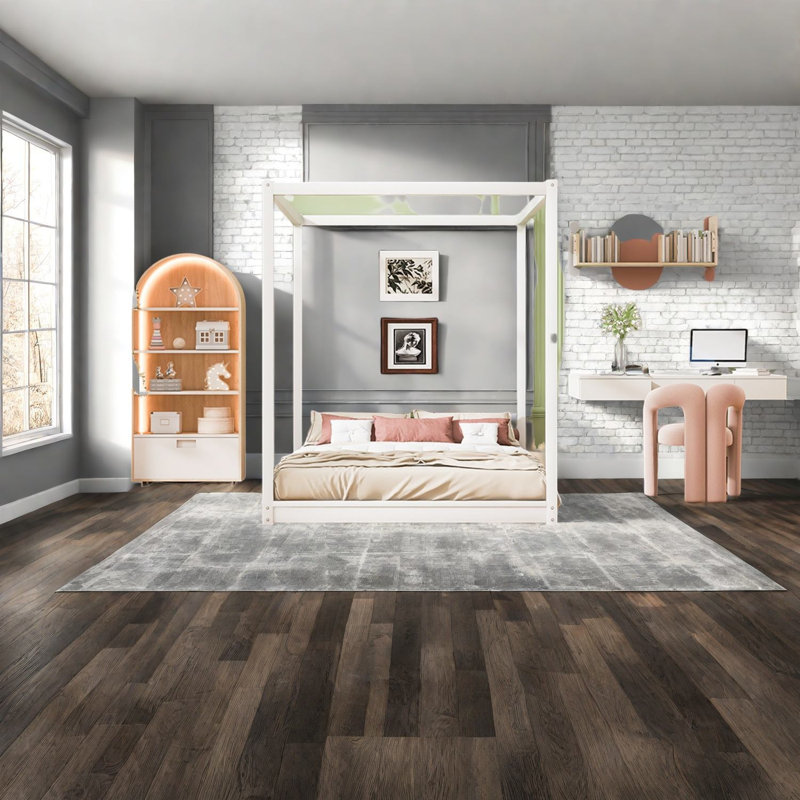 Grand lit à baldaquin en bois durable, style maison moderne