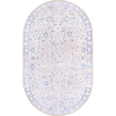 Tapis traditionnel bleu clair Mcclamma