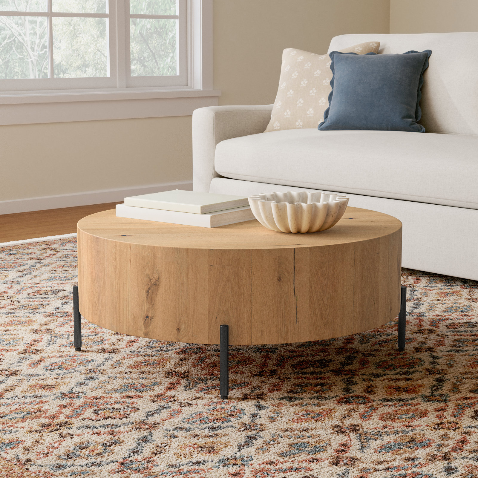 Aceton Single Coffee Table, Light Oak Resin