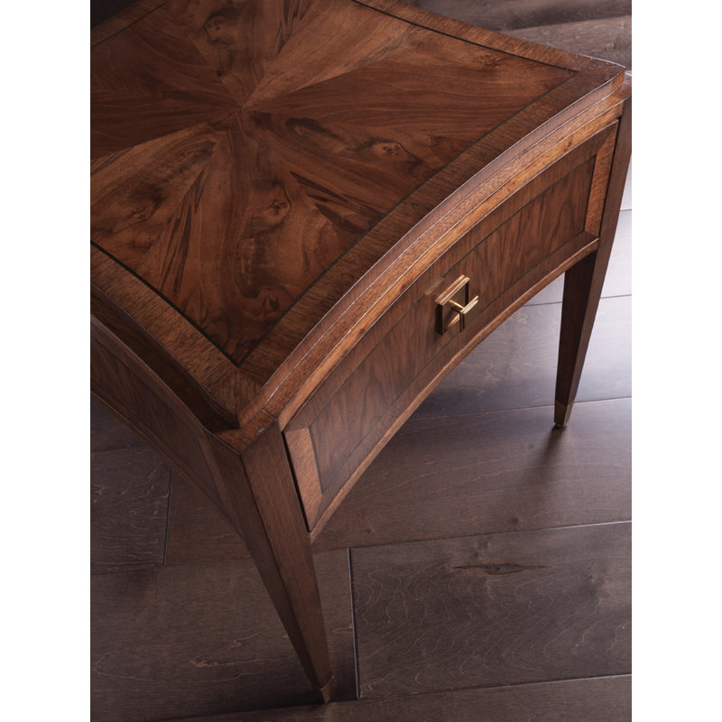 Traditional Bleached Walnut Square End Table with Storage