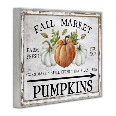 Fall Market Pumpkins Gray Framed Giclee Art by Creatif Belle