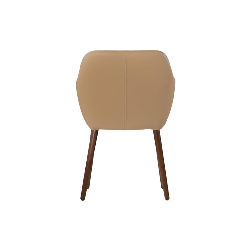 Chaise avec accoudoirs rembourrée en cuir Karel, noyer, Beige foncé