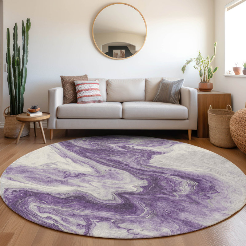 Tapis mauve intérieur / extérieur lavable à la machine Cinead ACN1706, Rond 8 pi