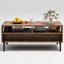 Table basse 43,3 po de largeur Mid-Century moderne à 2 tiroirs avec structure en acier et rangement-470160192