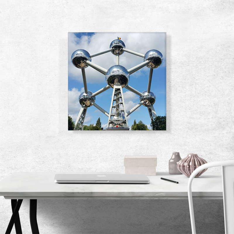 Atomium Landmark Brussels Belgium - reproduction de photo sur toile tendue, H 18 po x l 18 po x P 0,75 po
