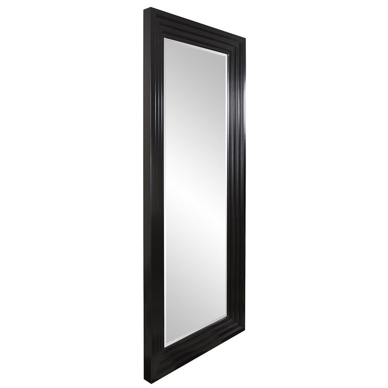 Amy Wood Flat Wall Mirror, 82" x 34", Espresso Brown