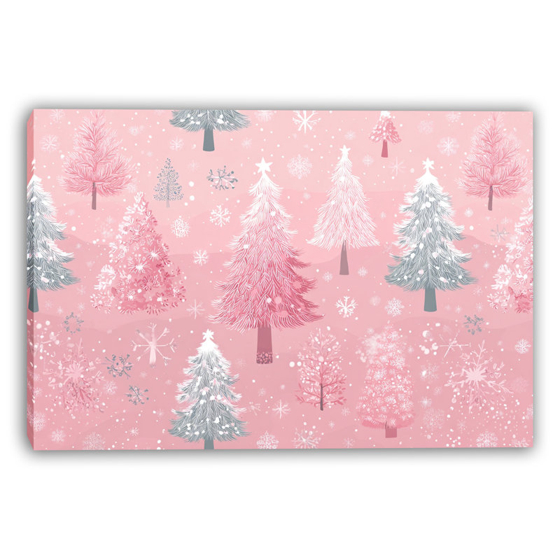 «Snowy Pink Pines», art mural sur toile tendue, H 12 po x l 16 po