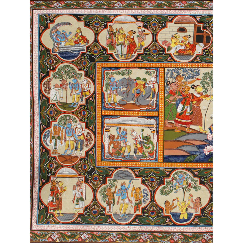 Kalinga Krishna à l'intérieur de Krishna Leela | Peinture de Patta | Odisha Art