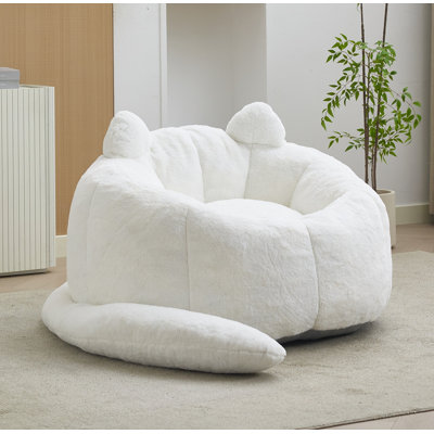 Canapé en forme de chat avec un long fauteuil à billes pour adultes sans installation. Convient à divers environnements tels que le salon, la chambre à coucher, etc. Détendez-vous et profitez de la vie, blanc