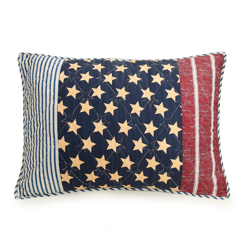 Full Blue Cotton Reversible Patriotic Quilt Set
