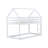 Twin over Twin Rubber Wood Bunk Bed with Ladder & Guardrails – White House-Shaped Low Floor Kids Bunk Bed-121600454