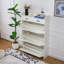 Deux tiroirs, trois portes pliantes, grande armoire à chaussures de rangement, blanc-635510865