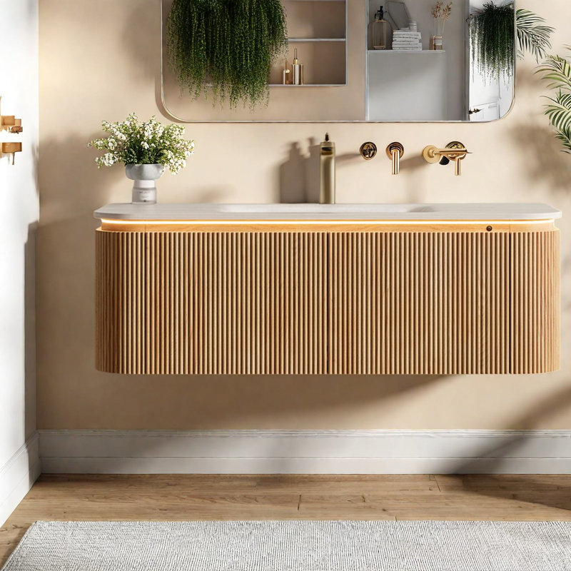 Meuble-lavabo et lavabo Modern Modern, grain de bois naturel, 48 po