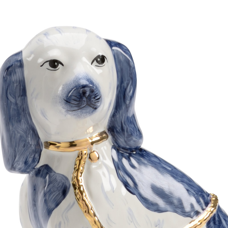 2 Piece Roxie Twins Charisma Figurine Set, Blue/White Glaze/Metallic Gold