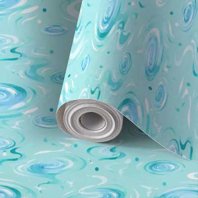 Papier peint adhésif tropical avec adhésif turquoise et eau transparente turquoise