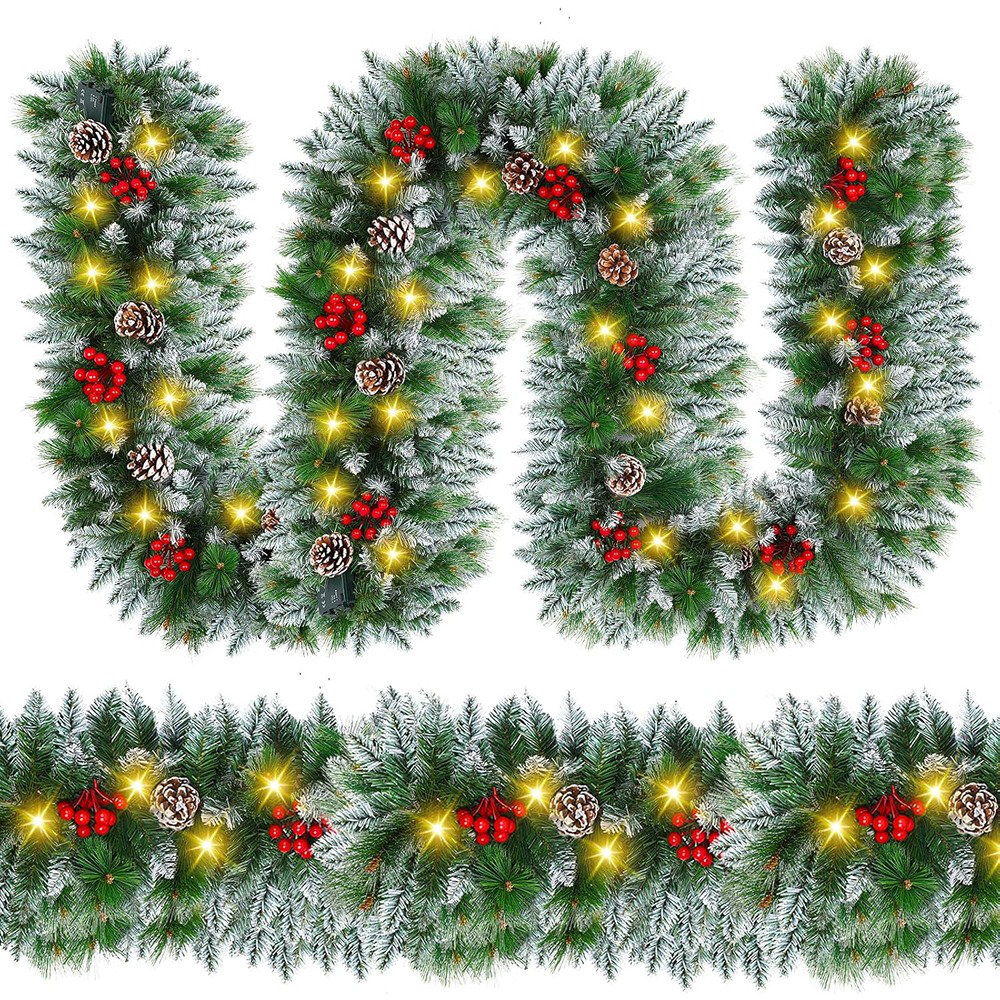 Pre Lit Flocked Garland