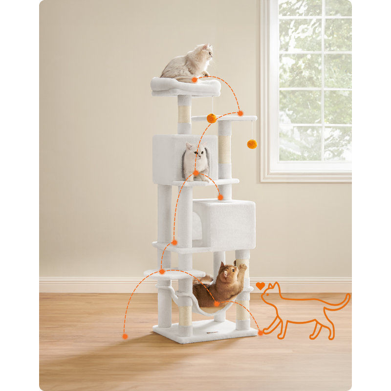 Arbre à chat 61 po H, Blanc, H 59,4 po x l 30,8 po x P 20,6 po