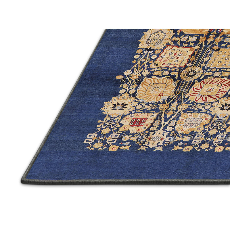 Tapis bleu / beige Patchwork, Rectangle 7 pi x 10 pi