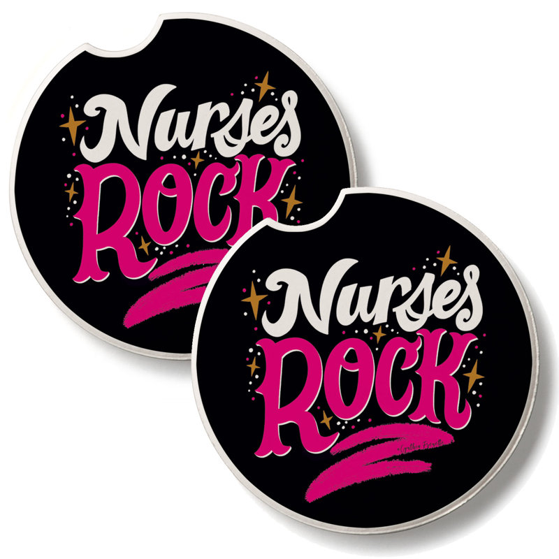 Nurses Rock 2 Pack Stone Car Coasters