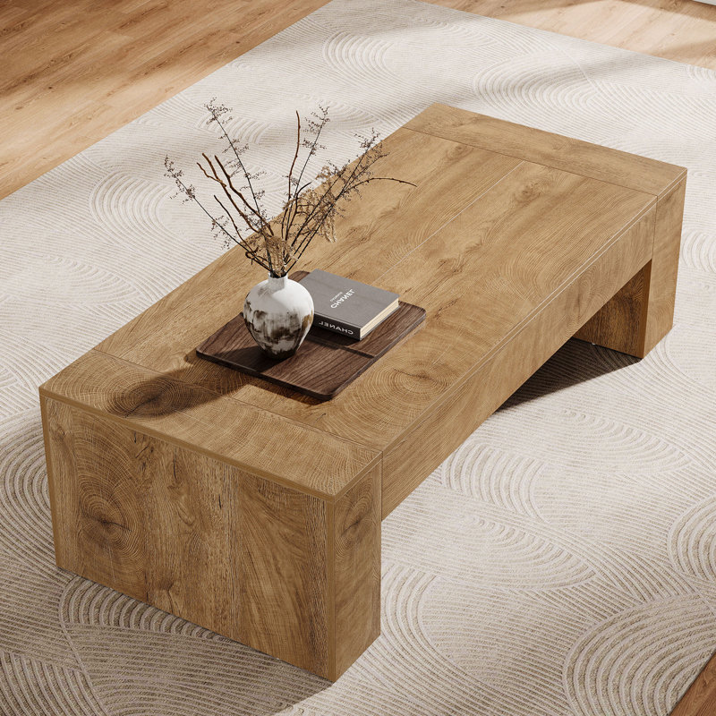 Table basse 51 pouces rectangulaire pour salon, Warm Rustic Brown