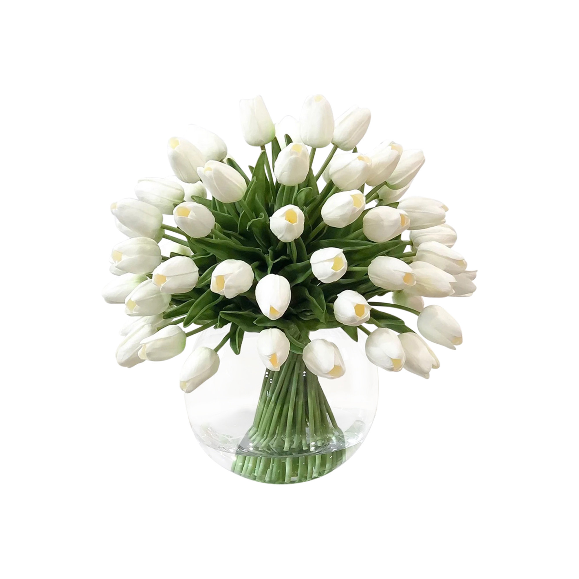 Real Touch Tulips Centerpiece In Vase, White