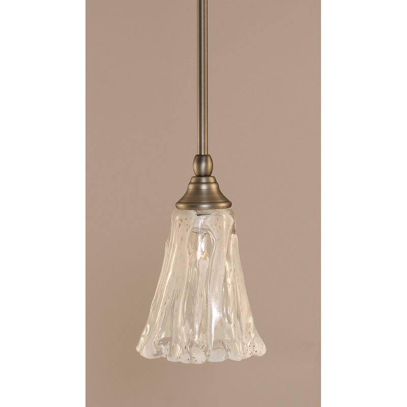Stem Hung Mini Pendant Shown With 5.5" Fluted Glass, Brushed Nickel, Italian Ice
