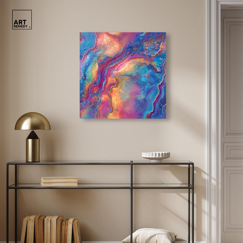 «Glittering Spectrum II» par Art Remedy, H 40 po x l 40 po, Toile tendue, Peinture sans cadre