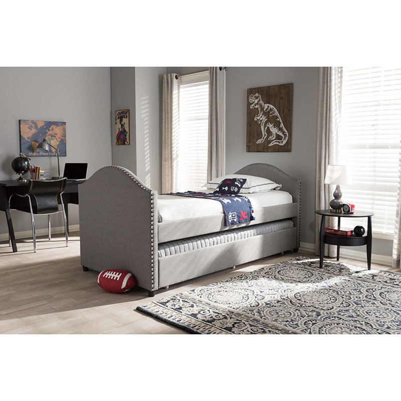 Lit de jour simple avec gigogne Circinus, Gris