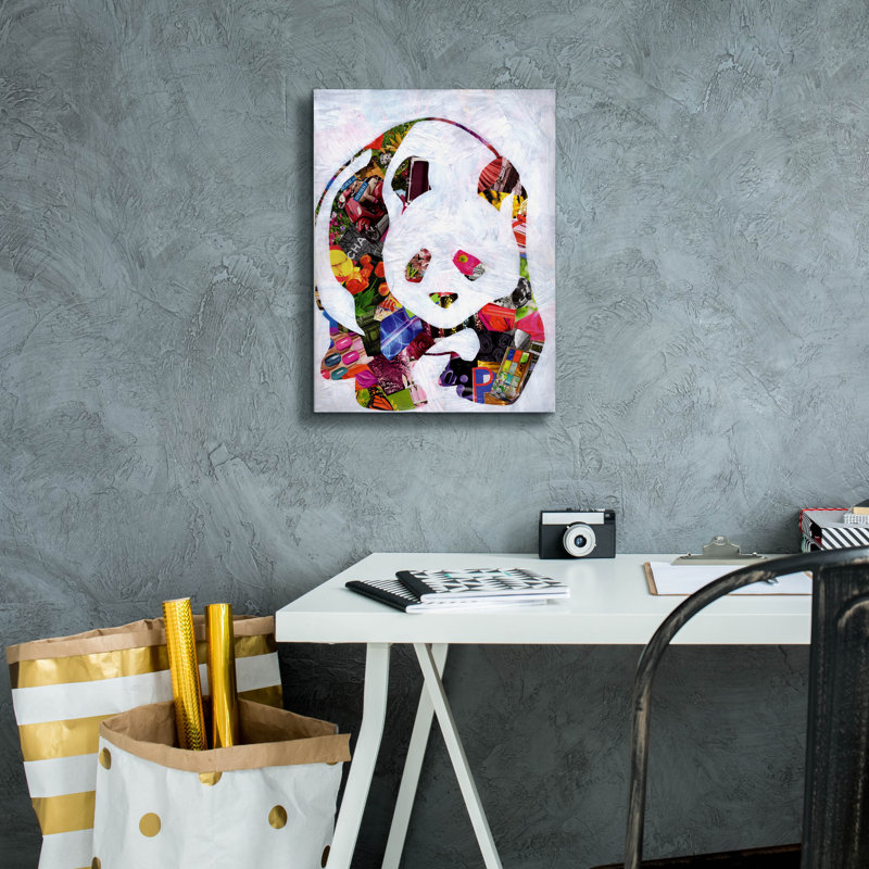«Panda» par Artpoptart, art mural sur toile, H 16 po x l 12 po x P 0,75 po