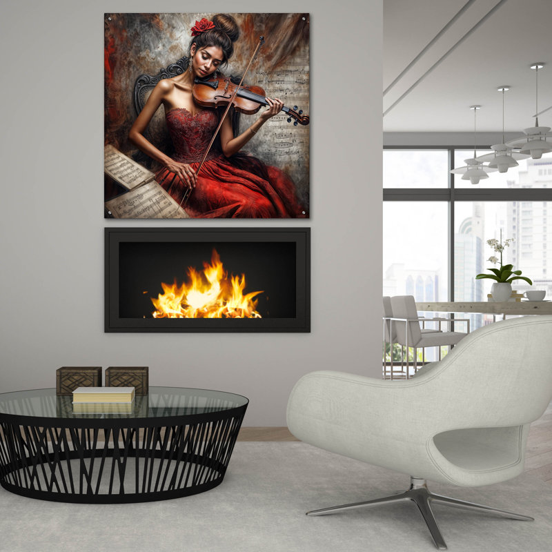  «Violin Music» par Rey Klimt, art mural en verre acrylique, H 36 po x l 36 po
