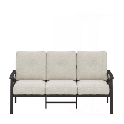 70 Inches All-Weather Metal 3-Seat Patio Sofa With Cushions