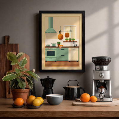 Mid-Century Kitchen Vintage - Framed Print