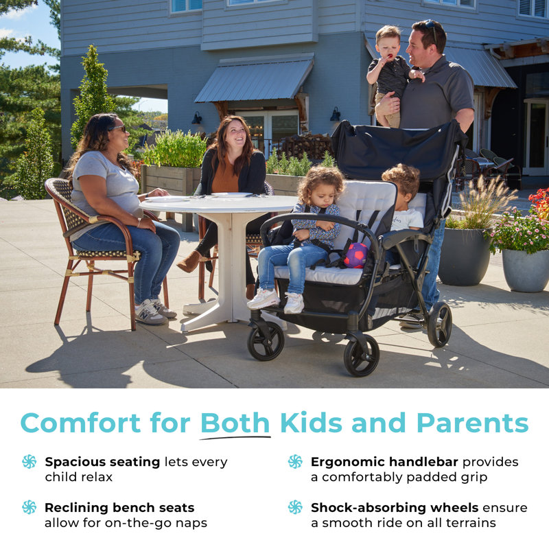Gaggle Foldable Multi-Child Stroller with Storage, Gray
