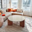 Elegant Round Travertine Texture Coffee Table – 30” Stone Coffee Table, Modern Design, Durable, Minimalist