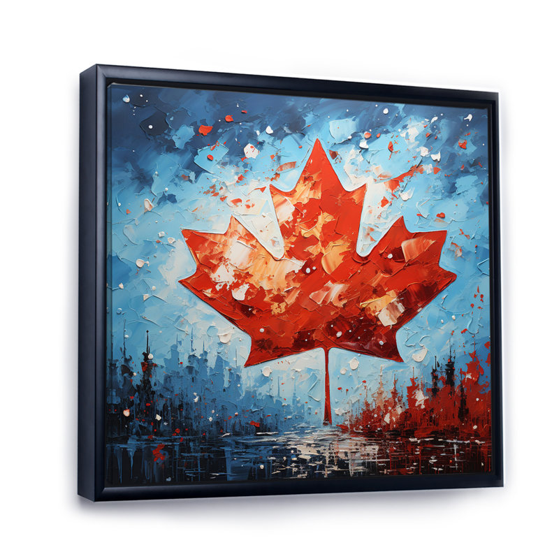 Drapeau du drapeau canadien II - impression, H 36 po x l 36 po, Cadre flottant noir