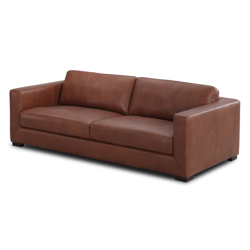  91'' Top Grain Genuine Leather Sofa, Vintage Brown Top Grain Genuine Leather