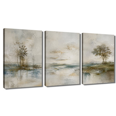3 panneaux d'art mural texturé, impression sur toile