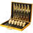 Flatware Set Gold Silverware Set With Pattern Mirror Polished 24 Pieces Cutlery Set, Service For 6