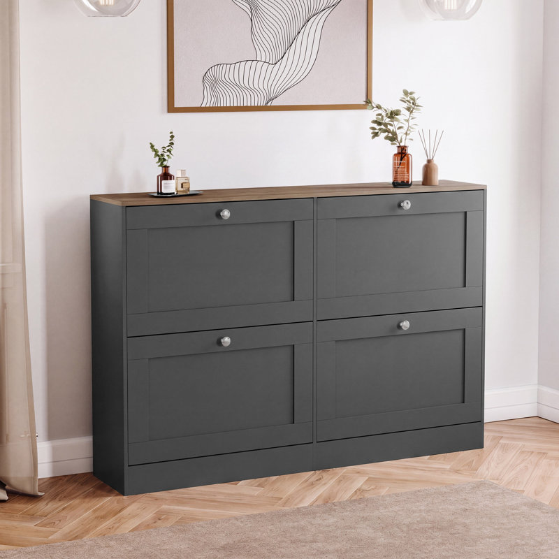4 Drawer Shoe Cabinet with Top Modern Shoe Storage For Hallway Living Room & Bedroom, 80 cm H x 105 cm W x 23.5 cm D